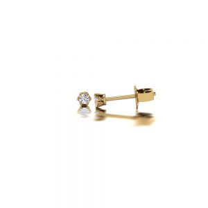 Yellow gold diamond stud earrings side view