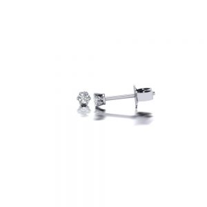 White gold diamond stud earrings side view