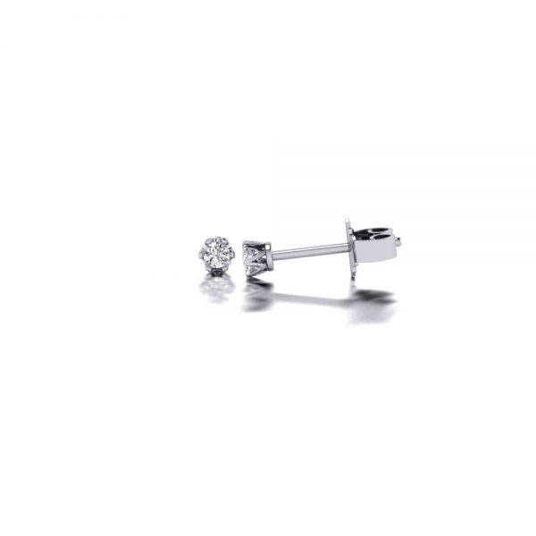 White gold diamond stud earrings side view