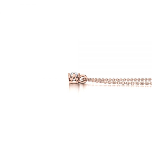 Rose gold diamond necklace side view 2