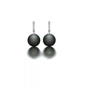 White gold Tahitian pearl and diamond earrings