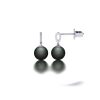 White gold Tahitian pearl and diamond earrings side view