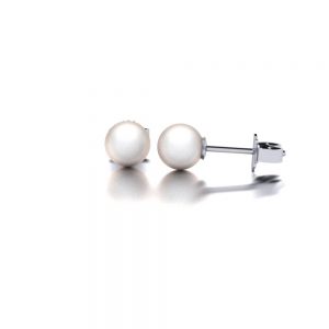 White gold Akoya pearl stud earrings