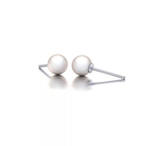 White gold Akoya pearl stud earrings side view