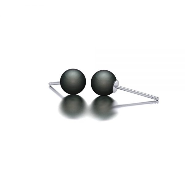 White gold Tahitian pearl earrings side view