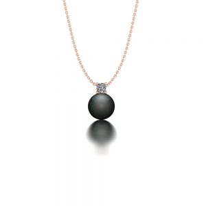 Rose gold Tahitian pearl and diamond pendant necklace