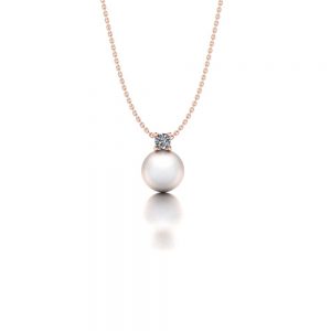 Rose gold Akoya pearl and diamond pendant necklace