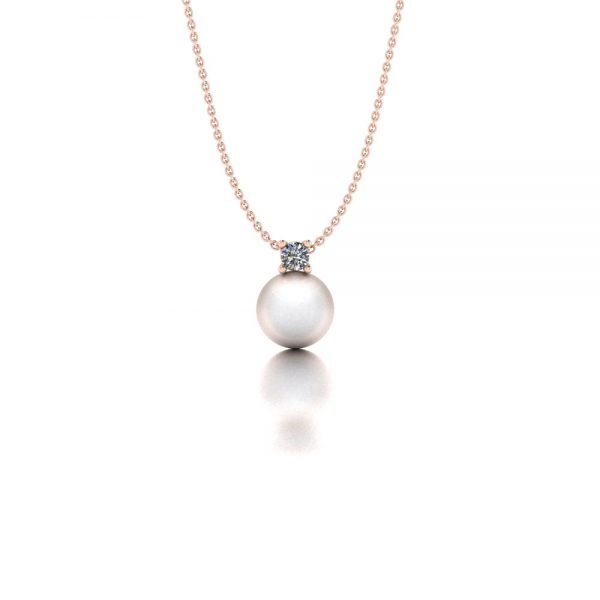 Rose gold Akoya pearl and diamond pendant necklace