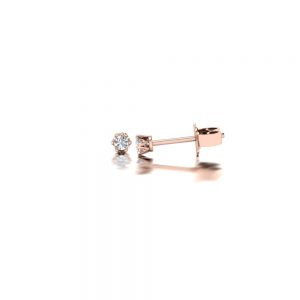 Rose gold diamond stud earrings side view