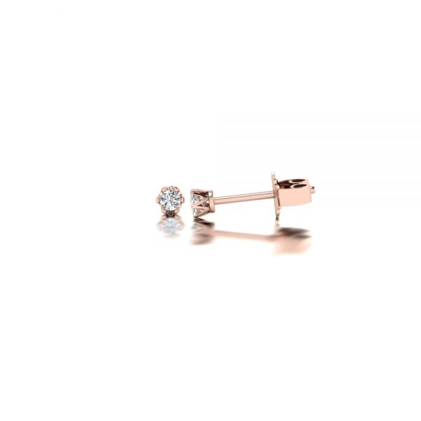 Rose gold diamond stud earrings side view