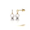 Yellow gold Akoya pearl and diamond earrings side view