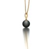 Yellow gold Tahitian pearl and diamond necklace side view