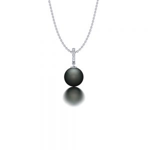 White gold Tahitian pearl and diamond necklace