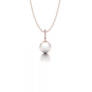 Roségouden Akoya parel hanger met diamant