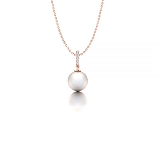 Rose gold Akoya pearl and diamond necklace