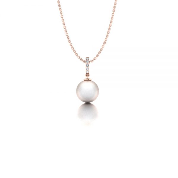 Roségouden Akoya parel hanger met diamant