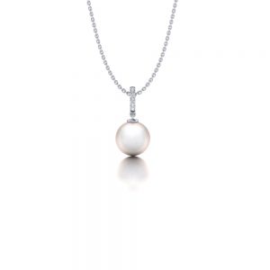 White gold Akoya pearl and diamond necklace