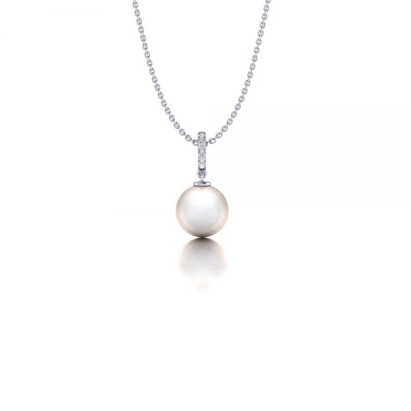 White gold Akoya pearl and diamond necklace