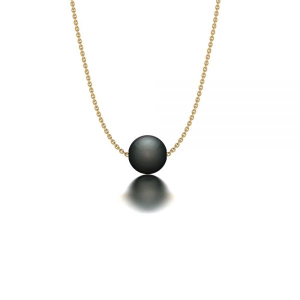 Yellow gold Tahitian pearl pendant necklace