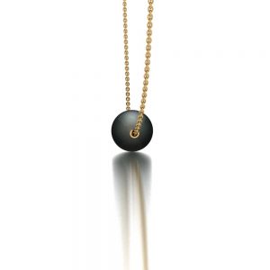 Yellow gold Tahitian pearl pendant necklace side view