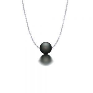 White gold Tahitian pearl pendant necklace