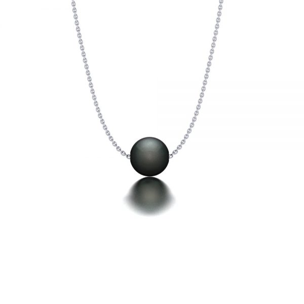 White gold Tahitian pearl pendant necklace
