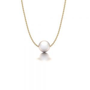 Yellow gold Akoya pearl pendant necklace