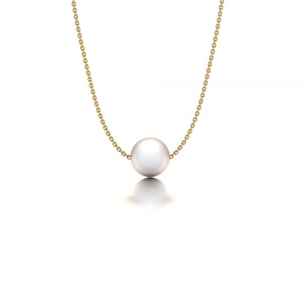 Yellow gold Akoya pearl pendant necklace