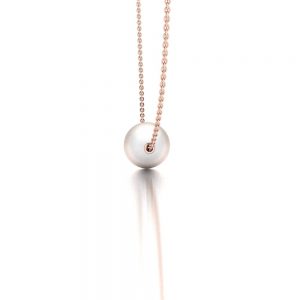 Rose gold Akoya pearl pendant necklace side view