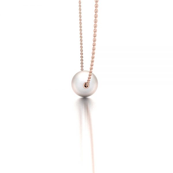 Rose gold Akoya pearl pendant necklace side view