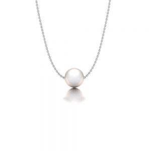 White gold Akoya pearl pendant necklace