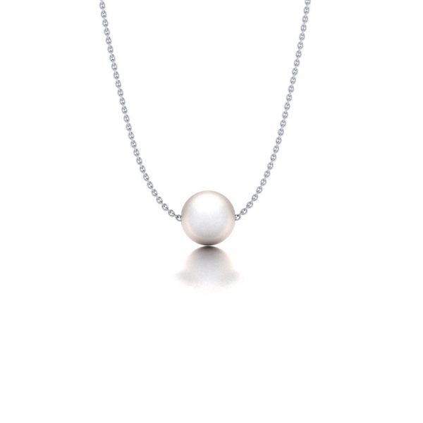 White gold Akoya pearl pendant necklace