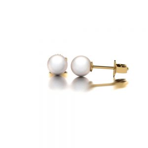 Yellow gold Akoya pearl stud earrings