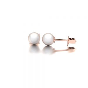 Rose gold Akoya pearl stud earrings