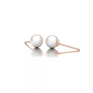 Rose gold Akoya pearl stud earrings side view