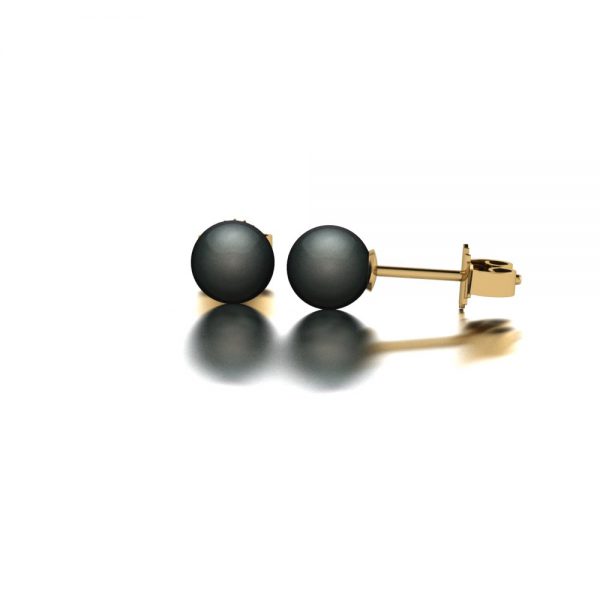 Yellow gold Tahitian pearl stud earrings