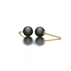 Yellow gold Tahitian pearl stud earrings side view