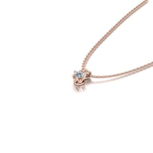 Rose gold diamond necklace side view