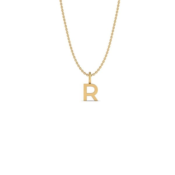 Basic Initials yellow gold letter pendant R