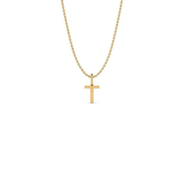 Basic Initials yellow gold letter pendant T