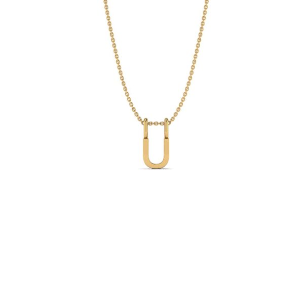 Basic Initials yellow gold letter pendant U