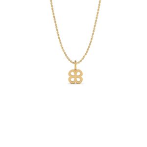 Basic Initials yellow gold four-leaf clover necklace