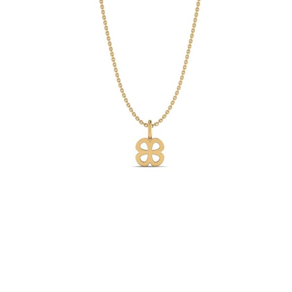 Basic Initials yellow gold four-leaf clover necklace