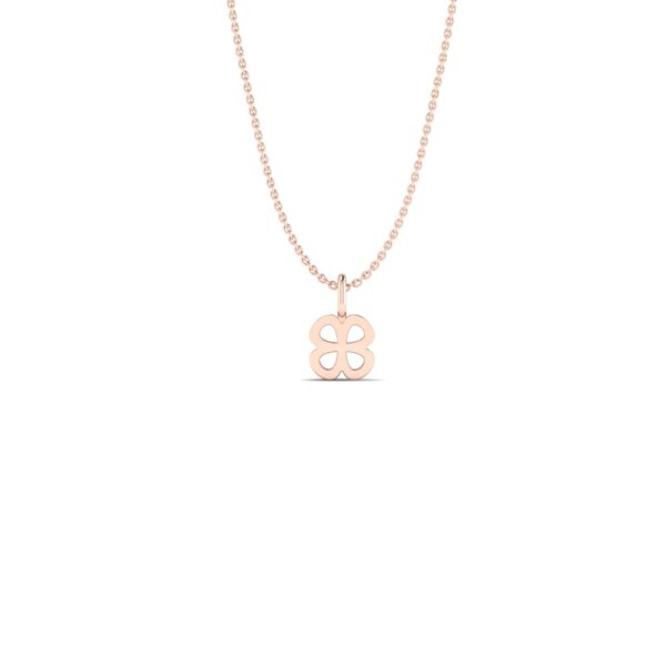 Basic Initials rose gold four-leaf clover necklace