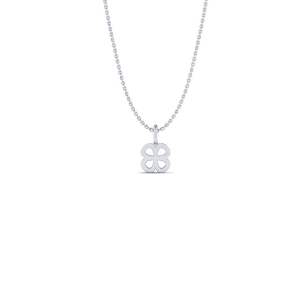Basic Initials white gold four-leaf clover necklace
