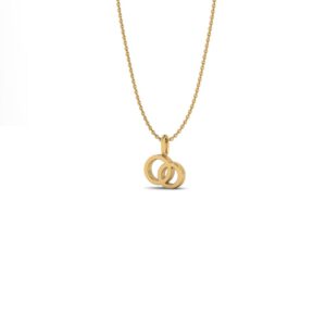 Yellow gold interlocking rings necklace