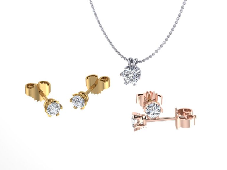 Diamanten kettingen en oorbellen collectie