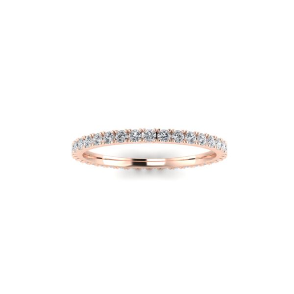 Rose gold diamond eternity ring side view