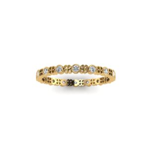 Yellow gold diamond four-leaf clover stackable ring