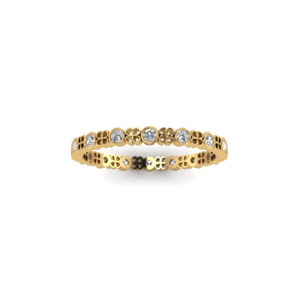 Yellow gold diamond four-leaf clover stackable ring